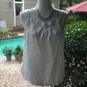 Tweeds linen white sleeveless blouse